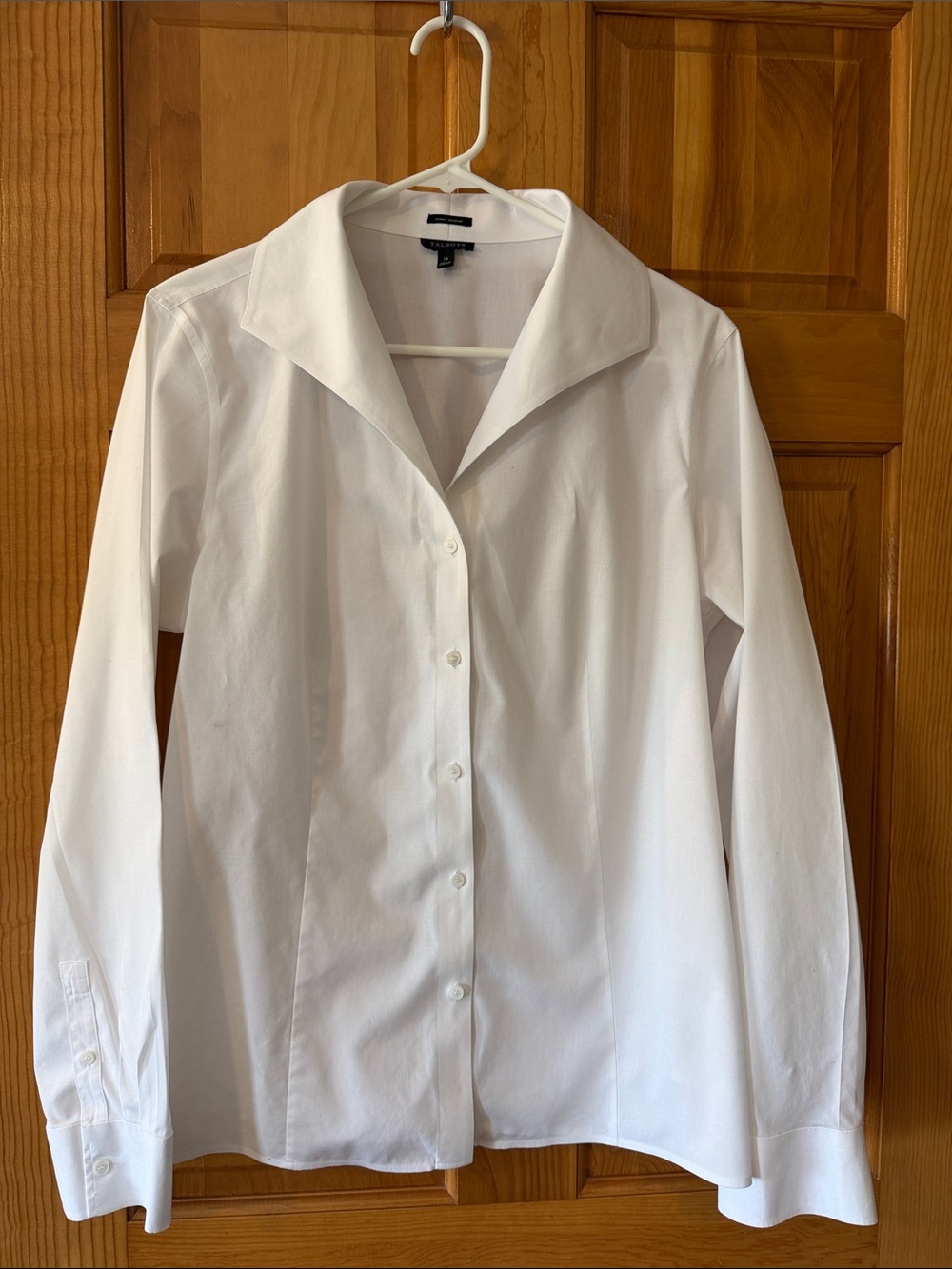 Talbots White Button-Front Blouse with Camp Collar - Picture 2 of 6